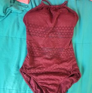 One piece bathing suit.